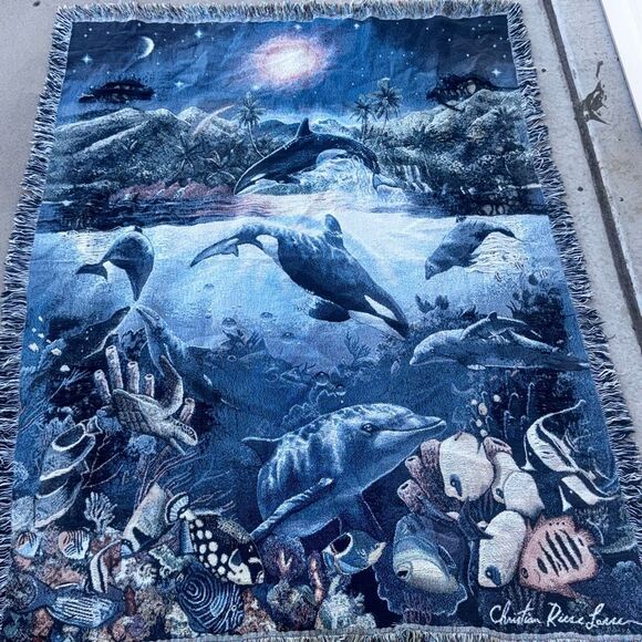 Ocean Whale Tapestry Blanket Wall Hanging Large